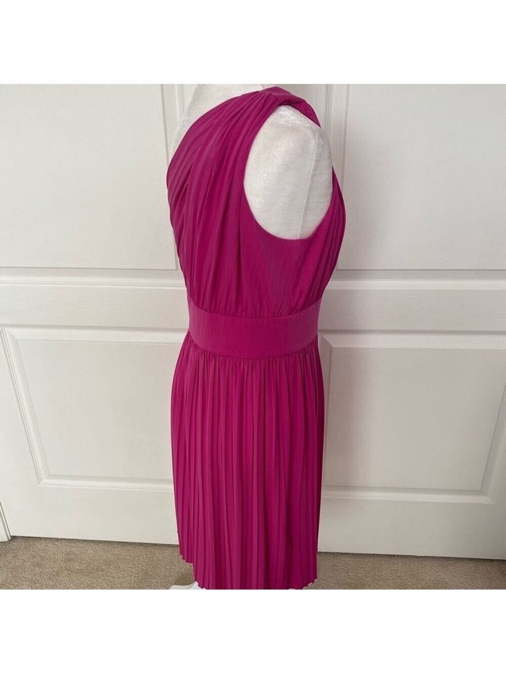 FINAL-Max & Cleo One Shoulder Pink Fuchsia Cocktail Dress Size 8 - Picture 8 of 11
